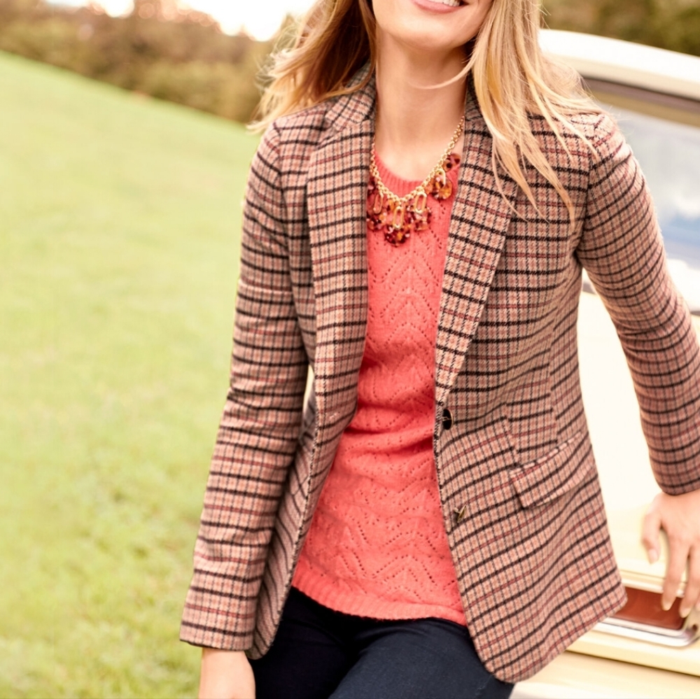 Talbots Plaid Wool Blend 2 button Jacket